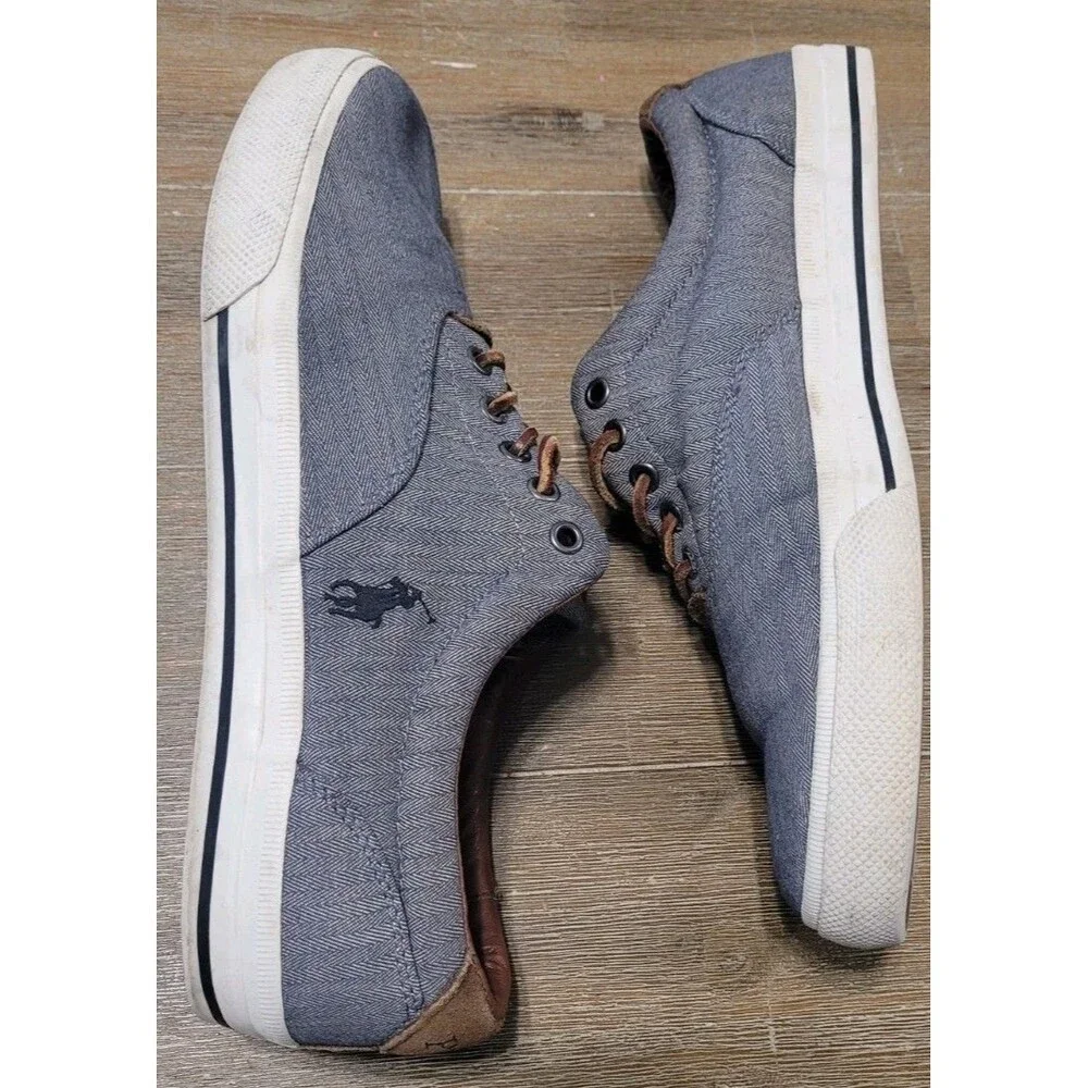 Ralph Lauren Polo Vaughn Canvas & Leather Men's 11 D Navy Lace Up Sneakers Shoes